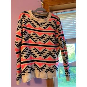 Forever 21 hot pink and black geometric sweater